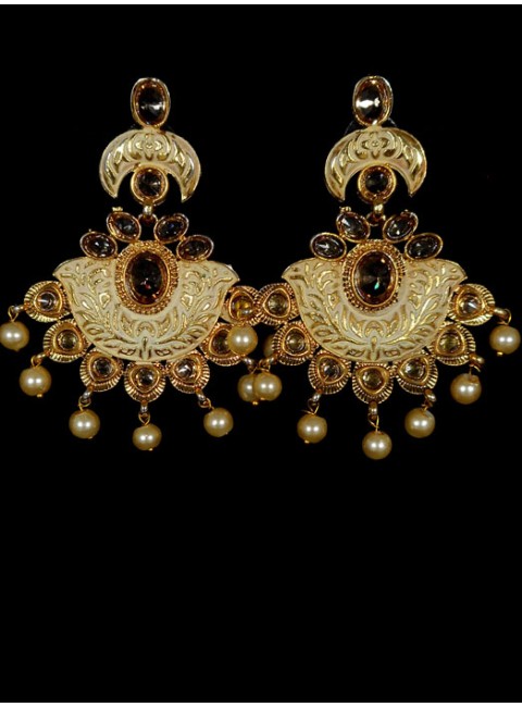 Reverse Ad Earrings With Meenakari Work